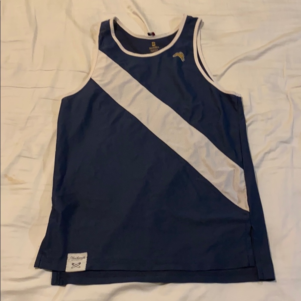 Tracksmith navy blue running singlet